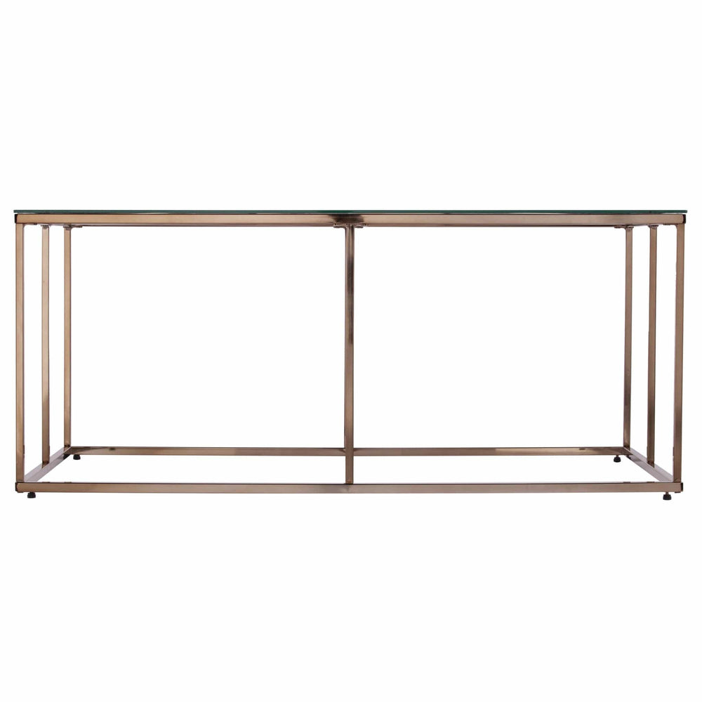 42" Champagne Glass And Metal Geometric Coffee Table - Homeroots - Flyclothing LLC