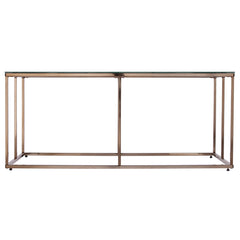 42" Champagne Glass And Metal Geometric Coffee Table