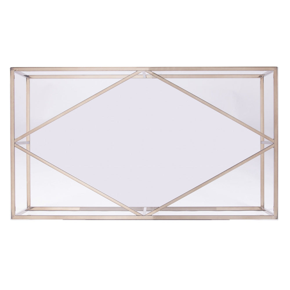 42" Champagne Glass And Metal Geometric Coffee Table - Homeroots - Flyclothing LLC
