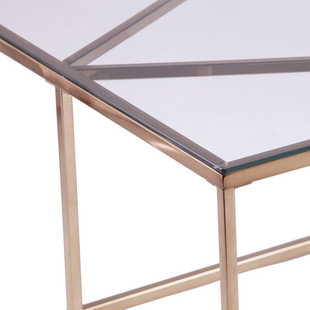 42" Champagne Glass And Metal Geometric Coffee Table - Homeroots - Flyclothing LLC