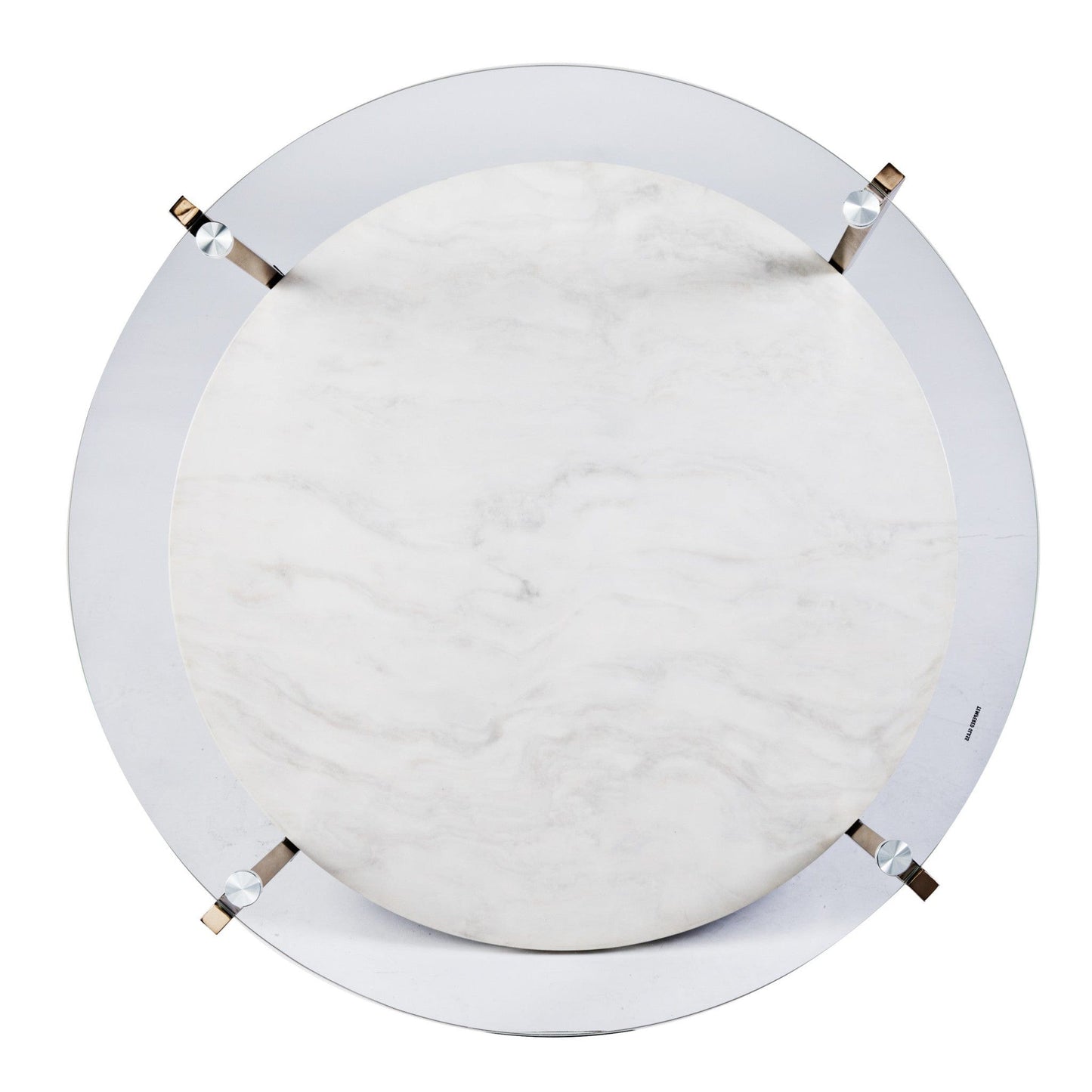 33" Gold Glam Glass And Faux Marble Two Tier Round Coffee Table - Homeroots - Flyclothing LLC