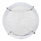 33" Gold Glam Glass And Faux Marble Two Tier Round Coffee Table - Homeroots
