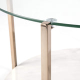 33" Gold Glam Glass And Faux Marble Two Tier Round Coffee Table - Homeroots - Flyclothing LLC