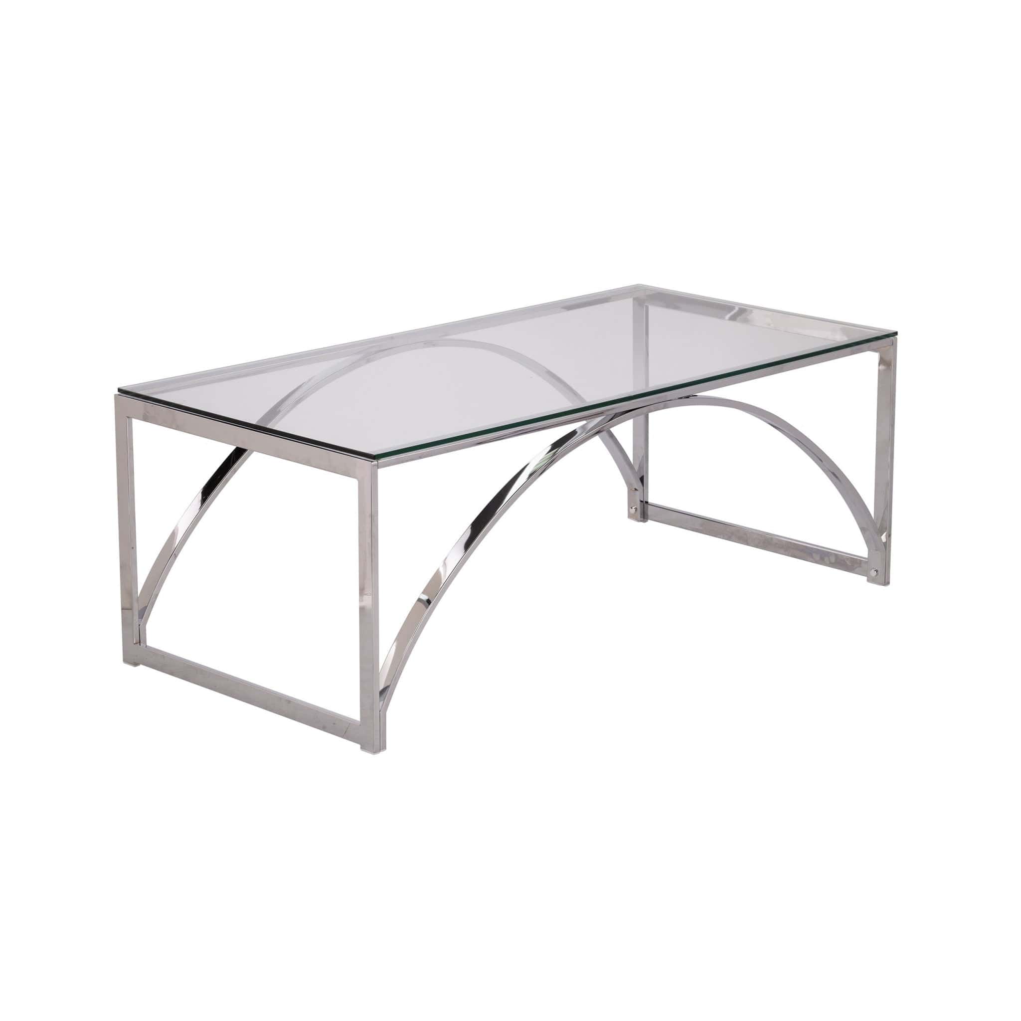 48" Chrome Glass And Metal Rectangular Coffee Table - Homeroots - Flyclothing LLC