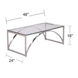 48" Chrome Glass And Metal Rectangular Coffee Table - Homeroots - Flyclothing LLC