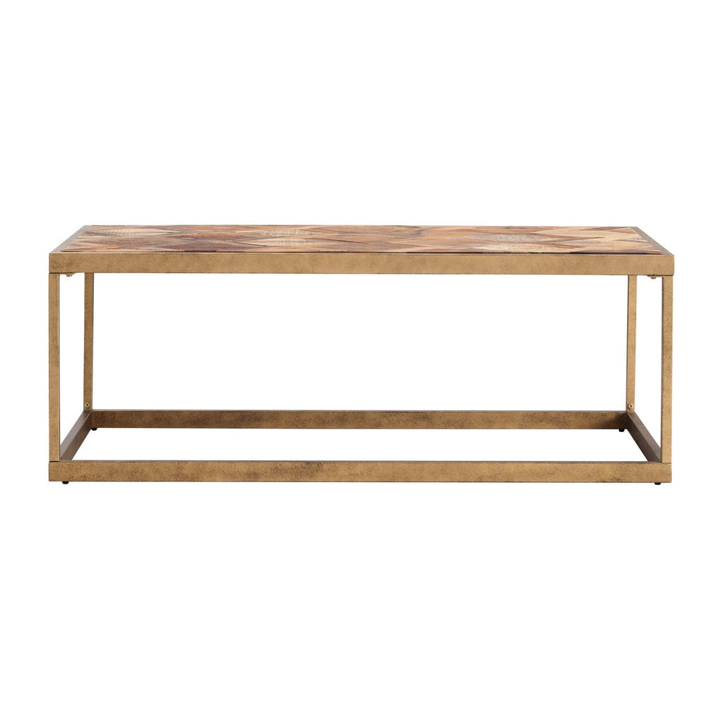 48" Natural And Natural Brown Solid Wood And Metal Rectangular Coffee Table - Homeroots