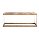 48" Natural And Natural Brown Solid Wood And Metal Rectangular Coffee Table - Homeroots