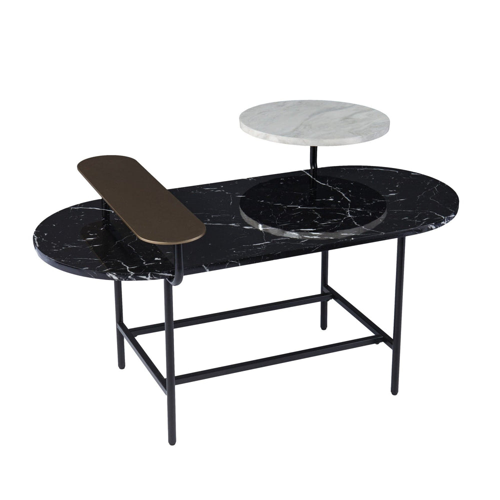 42" Black Faux Marble And Metal With Iron Coffee Table - Homeroots - Flyclothing LLC
