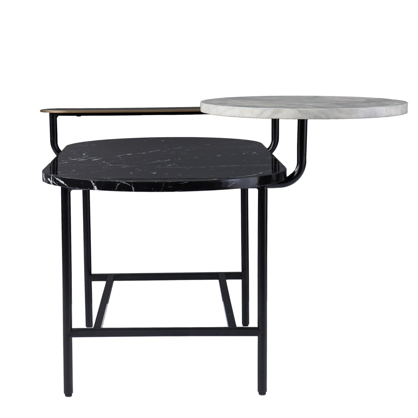 42" Black Faux Marble And Metal With Iron Coffee Table - Homeroots - Flyclothing LLC