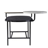 42" Black Faux Marble And Metal With Iron Coffee Table - Homeroots