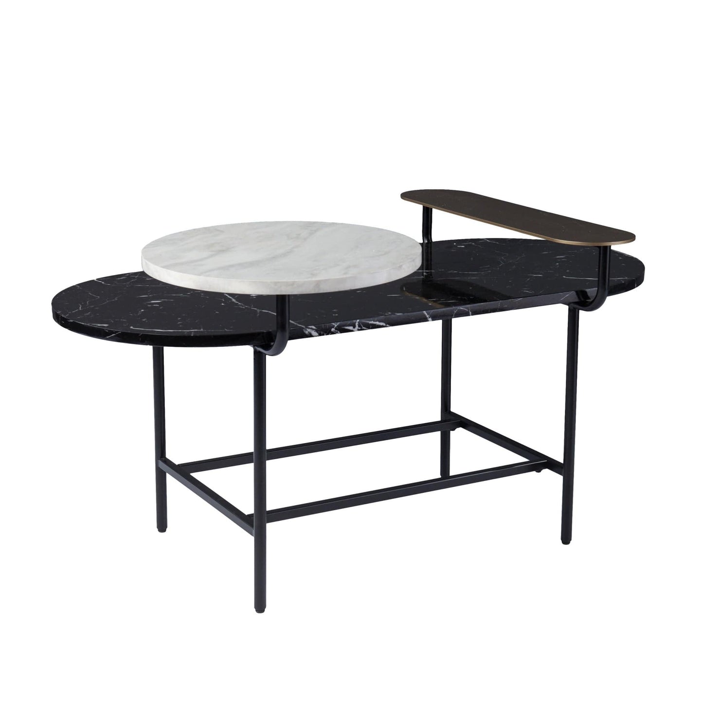 42" Black Faux Marble And Metal With Iron Coffee Table - Homeroots - Flyclothing LLC