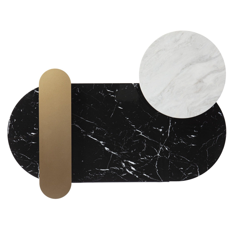 42" Black Faux Marble And Metal With Iron Coffee Table - Homeroots - Flyclothing LLC