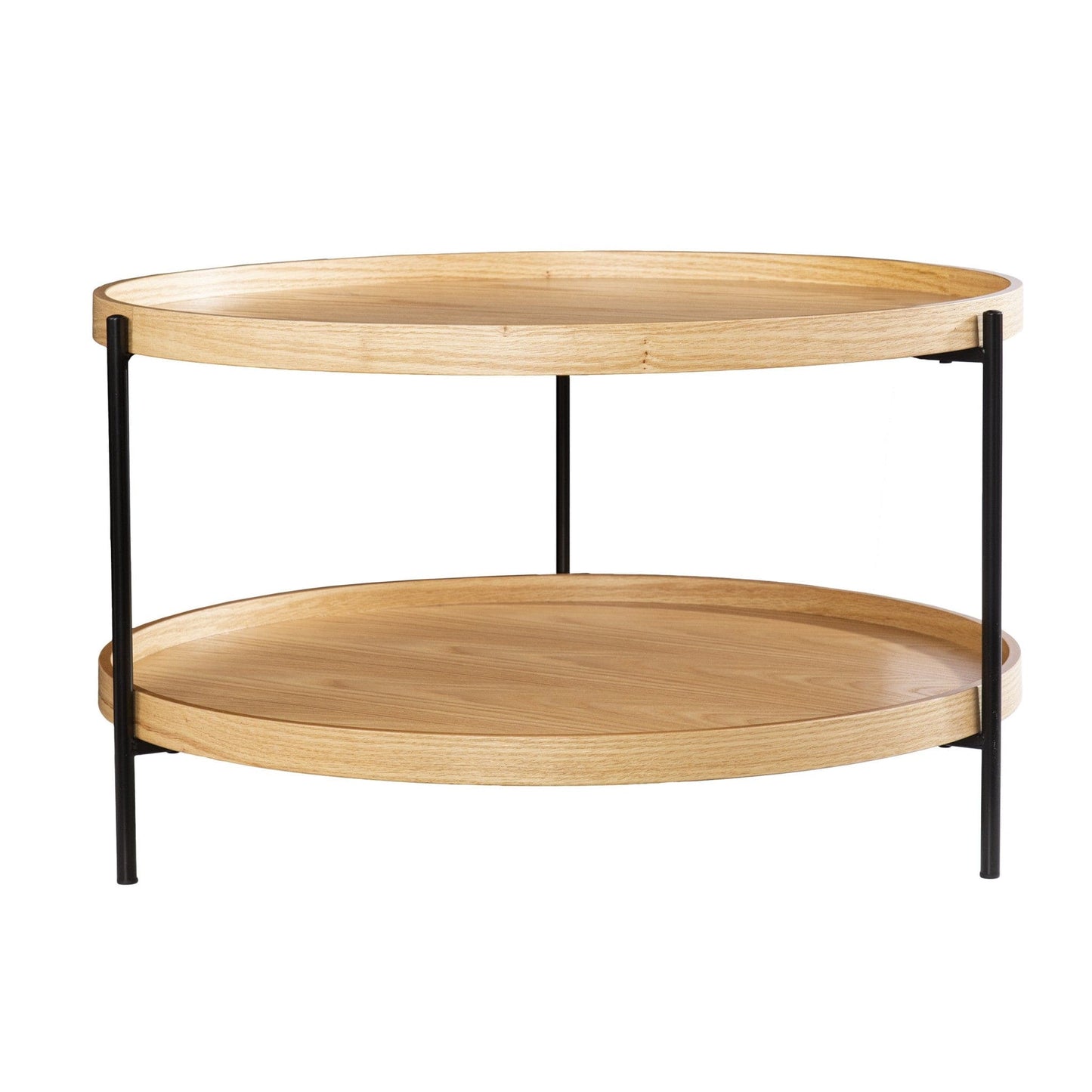 33" Natural And Natural Brown Manufactured Wood And Metal Round Coffee Table - Homeroots - Flyclothing LLC