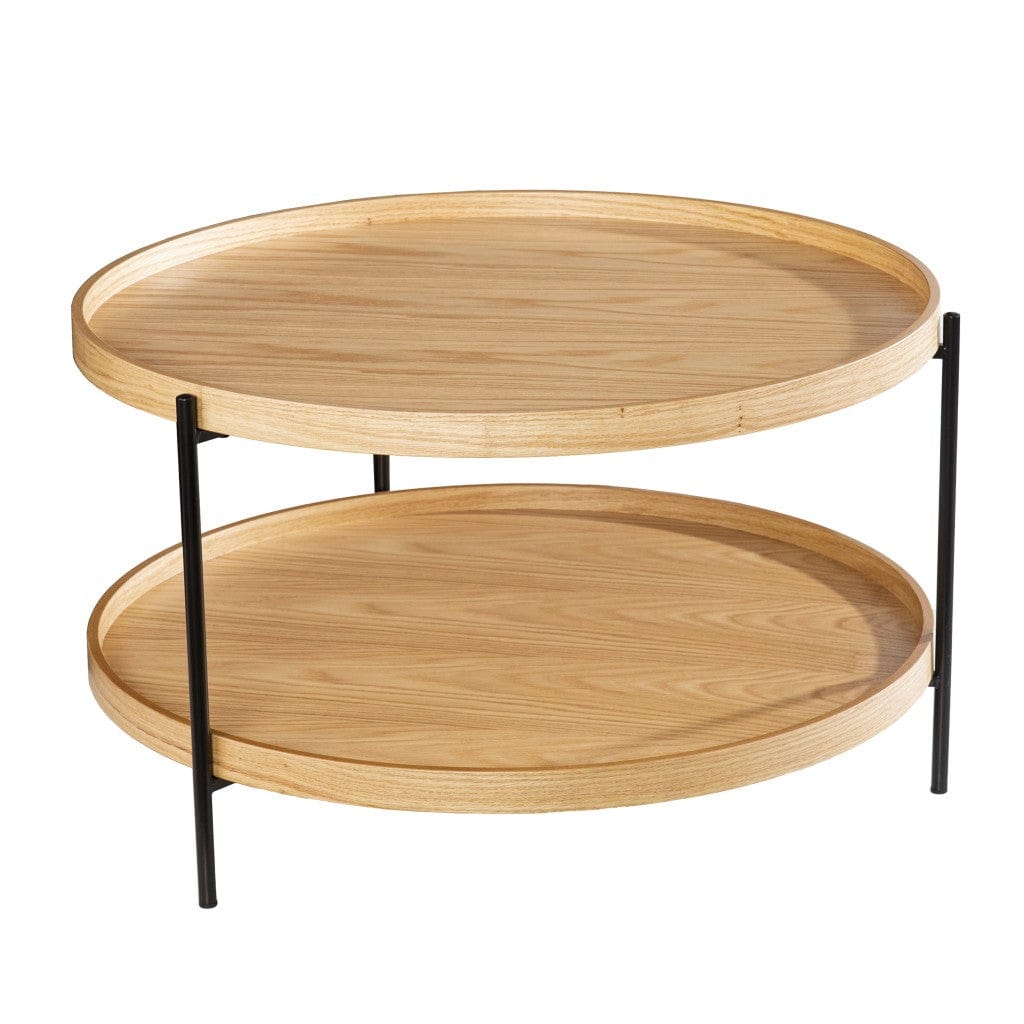 33" Natural And Natural Brown Manufactured Wood And Metal Round Coffee Table - Homeroots - Flyclothing LLC