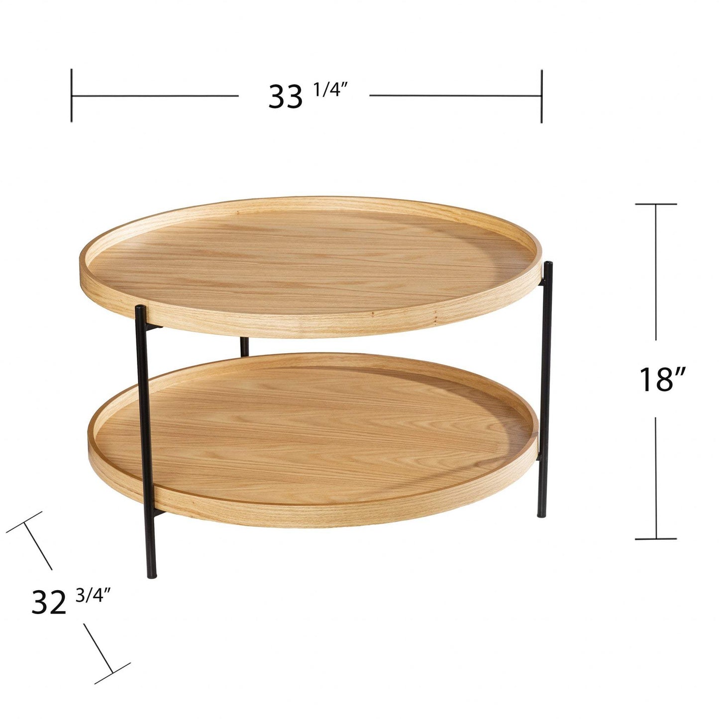33" Natural And Natural Brown Manufactured Wood And Metal Round Coffee Table - Homeroots - Flyclothing LLC