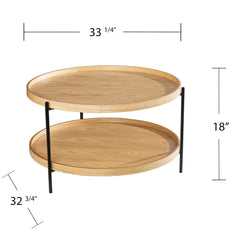 33" Natural And Natural Brown Manufactured Wood And Metal Round Coffee Table