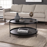 33" Black Manufactured Wood And Metal Round Coffee Table - Homeroots - Flyclothing LLC