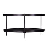 33" Black Manufactured Wood And Metal Round Coffee Table - Homeroots