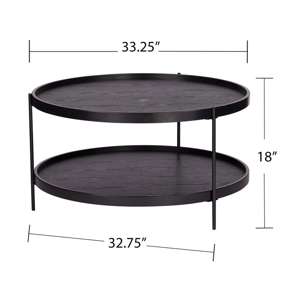 33" Black Manufactured Wood And Metal Round Coffee Table - Homeroots - Flyclothing LLC