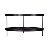 33" Black Manufactured Wood And Metal Round Coffee Table - Homeroots