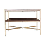 47" Brass Manufactured Wood And Metal Rectangular Coffee Table - Homeroots