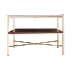 47" Brass Manufactured Wood And Metal Rectangular Coffee Table