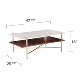 47" Brass Manufactured Wood And Metal Rectangular Coffee Table - Homeroots - Flyclothing LLC