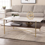47" Brass Manufactured Wood And Metal Rectangular Coffee Table - Homeroots - Flyclothing LLC