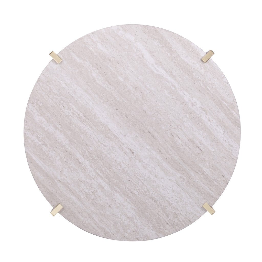 33" Brass Solid Manufactured Wood And Metal Round Coffee Table - Homeroots - Flyclothing LLC