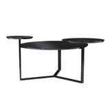 43" Black Faux Marble And Metal With Iron Round Coffee Table - Homeroots