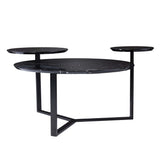 43" Black Faux Marble And Metal With Iron Round Coffee Table - Homeroots