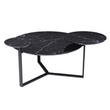 43" Black Faux Marble And Metal With Iron Round Coffee Table - Homeroots