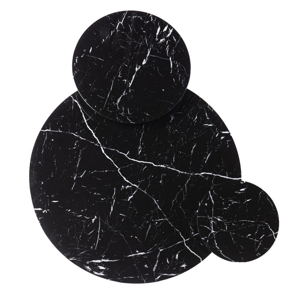 43" Black Faux Marble And Metal With Iron Round Coffee Table - Homeroots - Flyclothing LLC