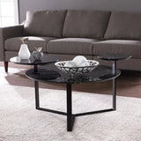 43" Black Faux Marble And Metal With Iron Round Coffee Table - Homeroots - Flyclothing LLC