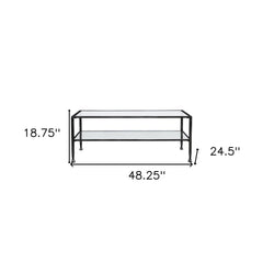 48" Black Glass And Metal Rectangular Coffee Table