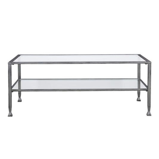 48" Silver Glass And Metal Rectangular Coffee Table - Homeroots