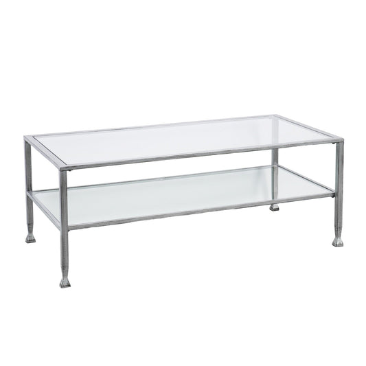 48" Silver Glass And Metal Rectangular Coffee Table - Homeroots