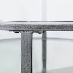 36" Silver Glass And Metal Round Coffee Table - Homeroots