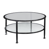 36" Black Glass And Metal Round Coffee Table - Homeroots