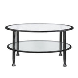 36" Black Glass And Metal Round Coffee Table - Homeroots