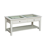 44" Off And White And Off-White Glass And Metal Rectangular Coffee Table - Homeroots