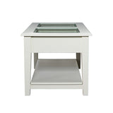 44" Off And White And Off-White Glass And Metal Rectangular Coffee Table - Homeroots