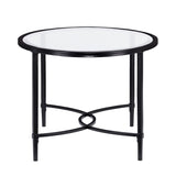 45" Black Glass And Metal With Iron Oval Coffee Table - Homeroots
