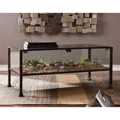 43" Black Glass And Metal Rectangular Coffee Table - Homeroots