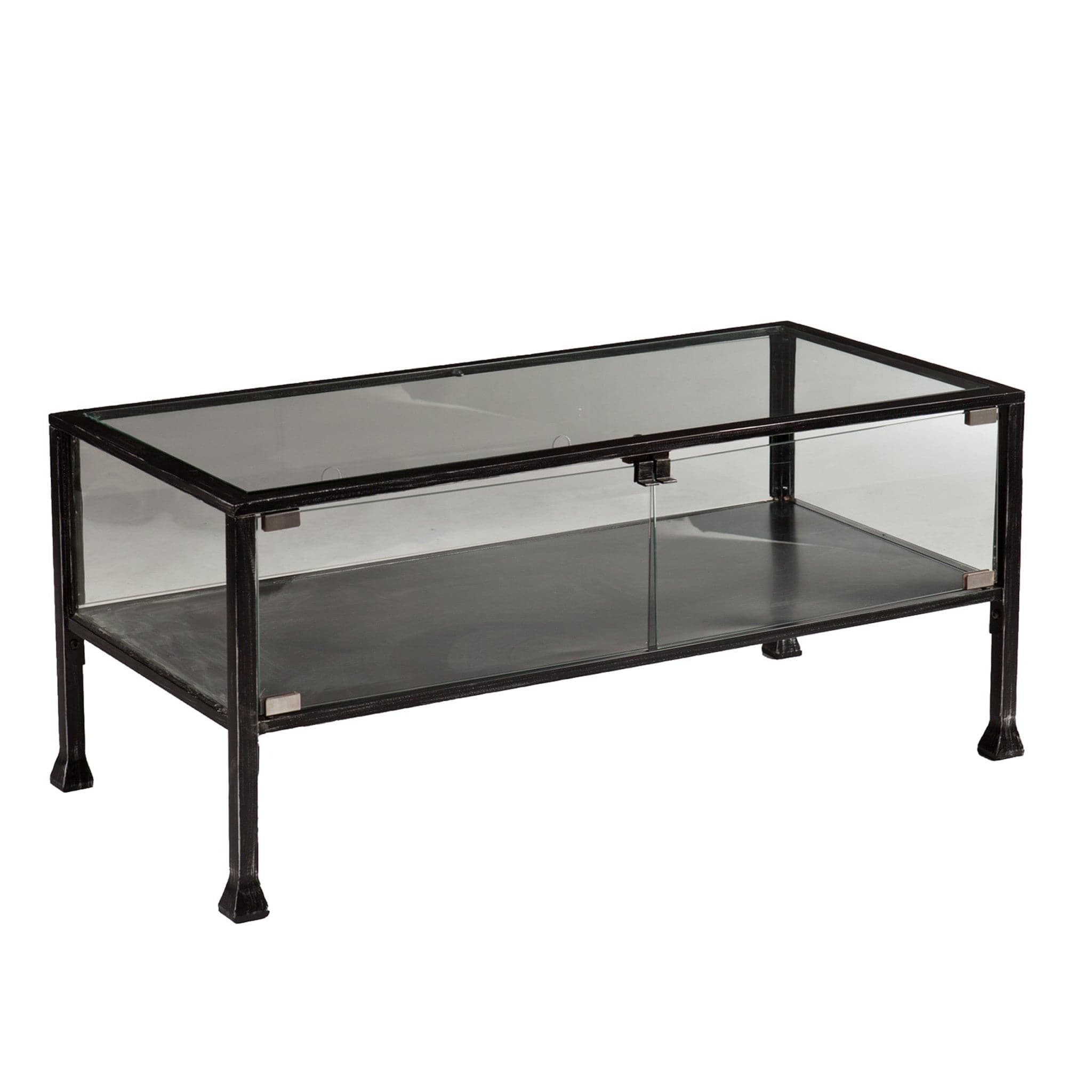 43" Black Glass And Metal Rectangular Coffee Table - Homeroots