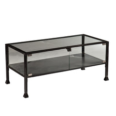 43" Black Glass And Metal Rectangular Coffee Table - Homeroots