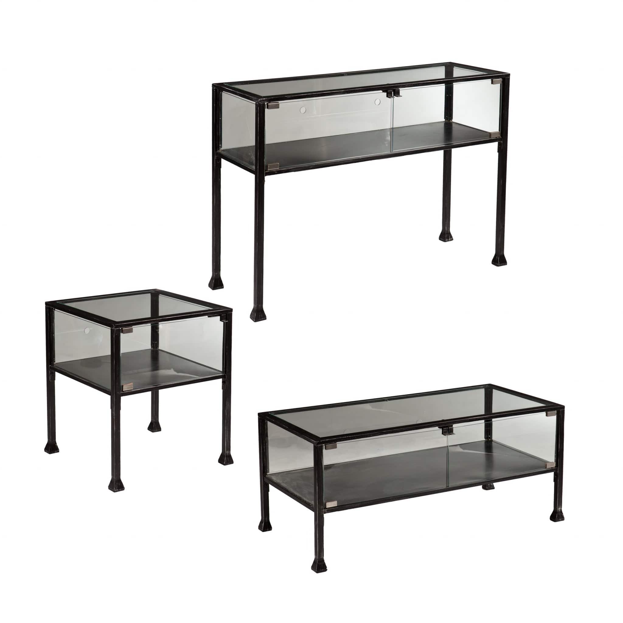 43" Black Glass And Metal Rectangular Coffee Table - Homeroots