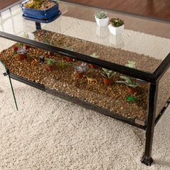 43" Black Glass And Metal Rectangular Coffee Table - Homeroots