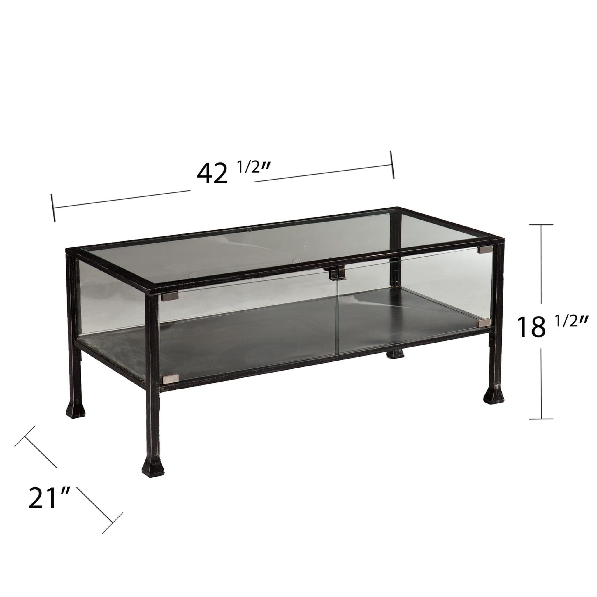 43" Black Glass And Metal Rectangular Coffee Table - Homeroots