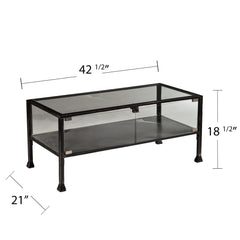 43" Black Glass And Metal Rectangular Coffee Table - Homeroots